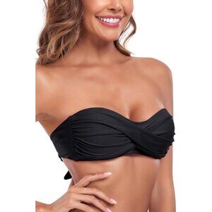 Women's Strapless Swimsuit Bikini Top Nylon Spandex Medium Tie Back